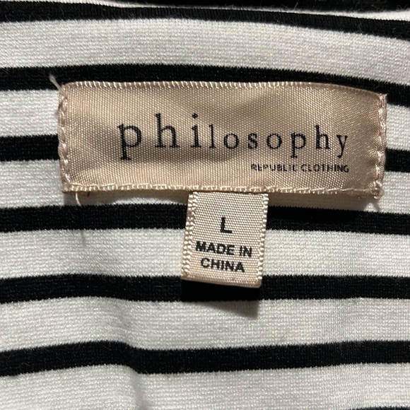 Philosophy Women’s black and white Long Sleeve stripes blazer Button Size Large - Picture 3 of 10